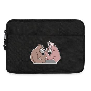 Bull and Bear Armwrestler Arm Press - Laptop bag 13" - black - Front