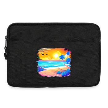 Summer Sunset Beach Watercolor - Laptop bag 13" - black - Front