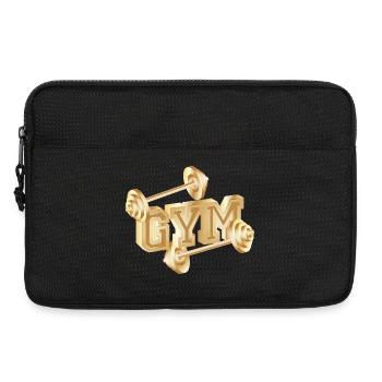 goldfarbene Hantel Typografie für Gym-Begeisterte - Laptoptasche 13" - Schwarz - Vorne