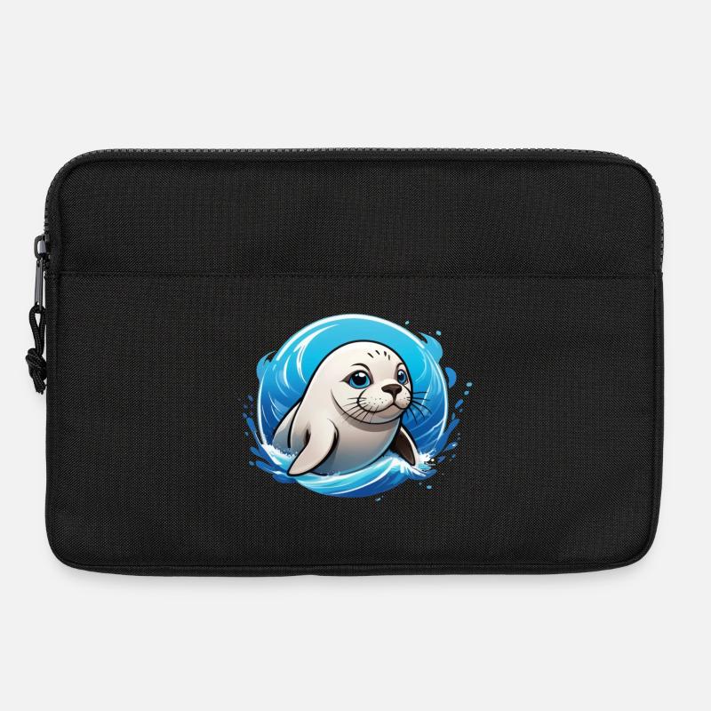 Robbe im Wasser - Laptoptasche 13" - Schwarz