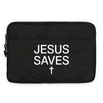 Jesus Saves Minimalist Cross Tee - Laptop bag 13" - black - Front