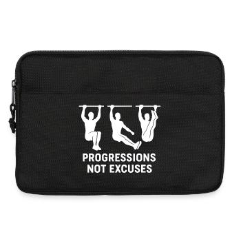 Fortschritte, keine Ausreden, Calisthenics, Fitnessstudio - Laptoptasche 13" - Schwarz - Vorne