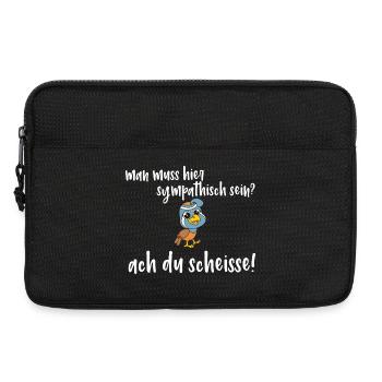Frecher Vogel Spruch - man muss sympatisch sein? - Laptoptasche 13" - Schwarz - Vorne