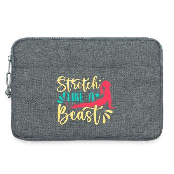 Yoga : étirement comme une bête, yoga drôle - Sacoche pour ordinateur portable 13 pouces - gris chiné - Devant
