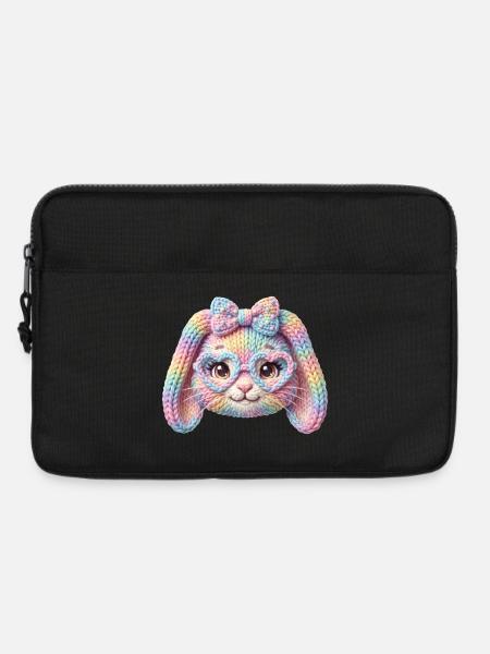 Hase Herzbrille Häschen Pastell Regenbogen Ostern - Laptoptasche 13" - Schwarz