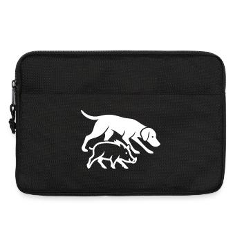 Chien de chasse et sanglier silhouette minimale – Extérieur - Sacoche pour ordinateur portable 13 pouces - noir - Devant