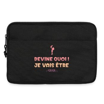 Devine quoi ! Je vais être tata humour famille - Sacoche pour ordinateur portable 13 pouces - noir - Devant