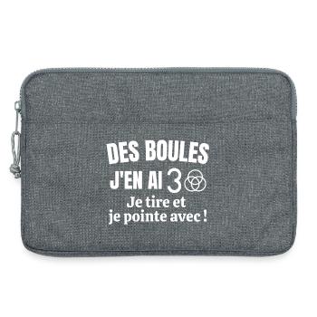 pétanque, pétanque humour, fan de pétanque - Sacoche pour ordinateur portable 13 pouces - gris chiné - Devant