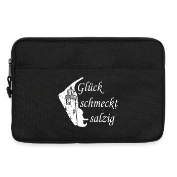 Glück schmeckt salzig – Amrum Nordsee Insel Design - Laptoptasche 13" - Schwarz - Vorne