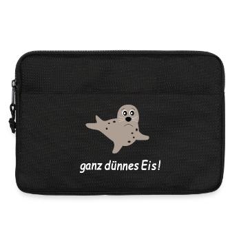 Seehund Seehunde Robbe Robben dünnes Eis - Laptoptasche 13" - Schwarz - Vorne