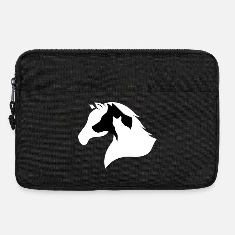 Pferd, Hund, Katze-Silhouette - Laptoptasche 13" - Schwarz