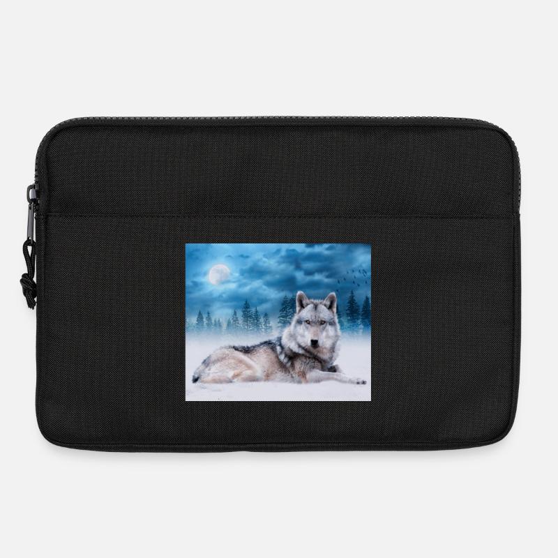 Einsamer Wolf / Wölfe Wolf Mond Mondschein Wildtiere - Laptoptasche 13" - Schwarz