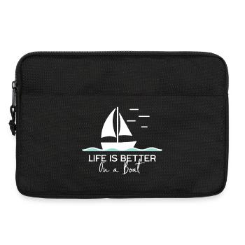 La vie est meilleure sur un bateau à voile dans un port de yacht - Sacoche pour ordinateur portable 13 pouces - noir - Devant