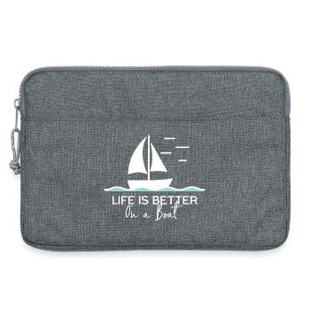 Life is better on a boat sailing yacht harbour - Laptop bag 13" - heather grey - Front