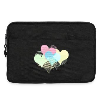 De nombreux cœurs colorés avec des rayures à pois - Sacoche pour ordinateur portable 13 pouces - noir - Devant