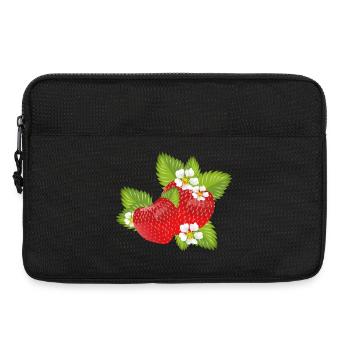 Strawberries surrounded by green leaves & blossoms - Laptop bag 13" - black - Front