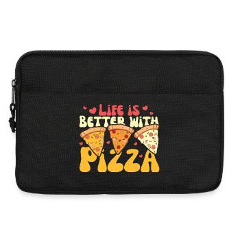 life is better with pizza cute kawaii pizza süße - Laptop bag 13" - black - Front