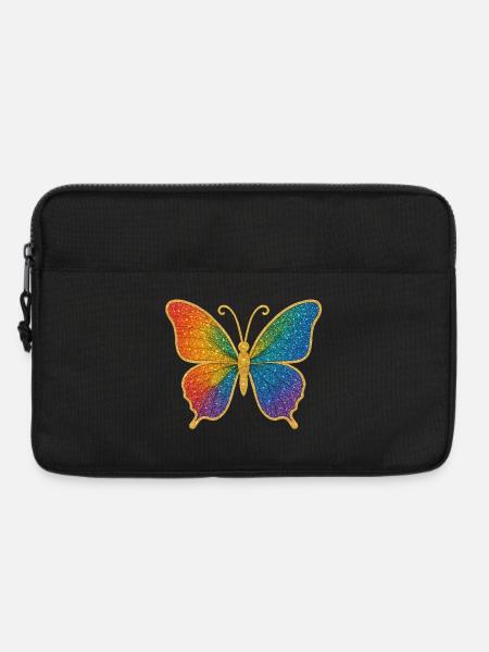 Glitzernder Regenbogen-Schmetterling - Laptoptasche 13" - Schwarz