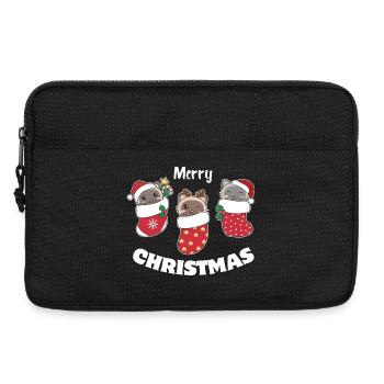 Cute Siamese cats in Christmas socks for Christmas - Laptop bag 13" - black - Front