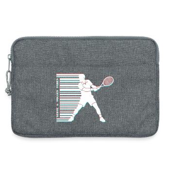 Tennis Glitch Barcode Hoodie Shirt - Laptop bag 13" - heather grey - Front