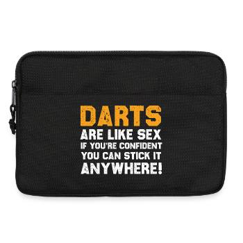 Funny Darts Quote Shirt - Laptop bag 13" - black - Front