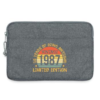 Vintage 1987 Motif d’anniversaire Édition Limitée - Sacoche pour ordinateur portable 13 pouces - gris chiné - Devant