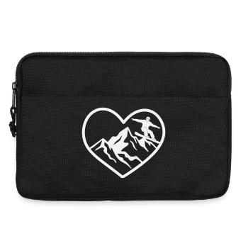 Herz, Berge und Snowboarder - Laptoptasche 13" - Schwarz - Vorne