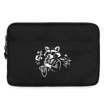 Waschbär-Saxophon-Jazz im Anzug - Laptoptasche 13" - Schwarz - Vorne