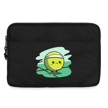 Kawaii tennis ball on court - Laptop bag 13" - black - Front
