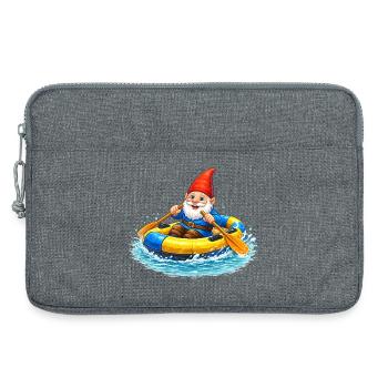Garden gnome in rubber dinghy on summer adventure - Laptop bag 13" - heather grey - Front