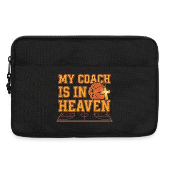 My Coach Is In Heaven Christian Basketball - Laptop bag 13" - black - Front