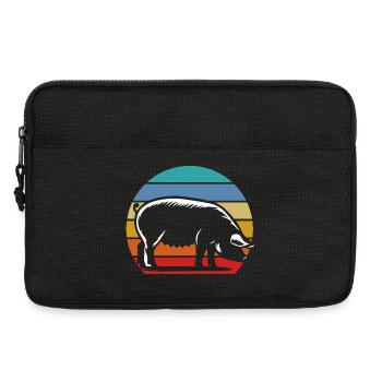 Retro Schwein Silhouette Sonnenuntergang Vintage - Laptoptasche 13" - Schwarz - Vorne