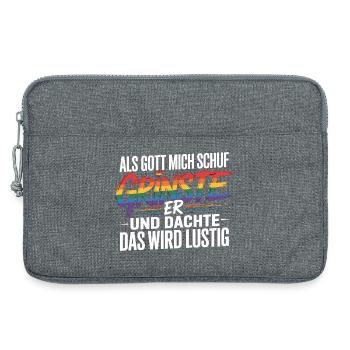 Als Gott mich schuf grinste er – Pride Humor - Laptoptasche 13" - Grau meliert - Vorne