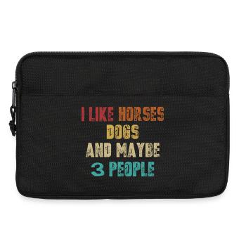 J’aime les chevaux, les chiens, 3 personnes - Sacoche pour ordinateur portable 13 pouces - noir - Devant