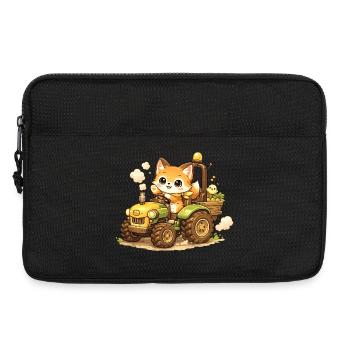 Fuchs auf dem Traktor - Laptoptasche 13" - Schwarz - Vorne