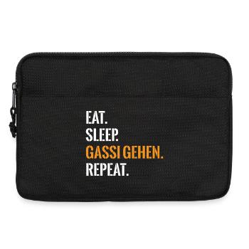 Hundefans Essen Schlafen Gassi Gehen Repeat - Laptoptasche 13" - Schwarz - Vorne