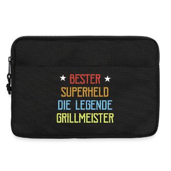 Papa Vater Grillmeister Held Lustiges BBQ - Laptoptasche 13" - Schwarz - Vorne