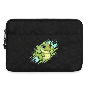 Cheerful Crocodile Cartoon - Laptop bag 13" - black - Front