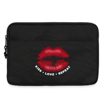 Embrasse, amour, répétez ! Lèvres embrassables avec du rouge à lèvres - Sacoche pour ordinateur portable 13 pouces - noir - Devant