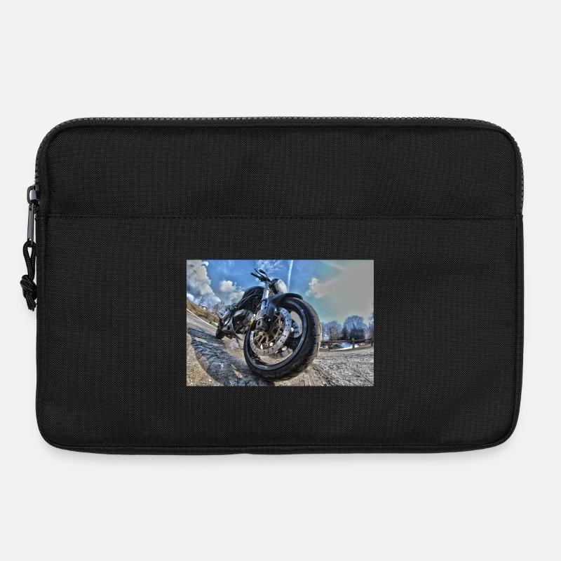 Frontalmotorrad auf der Straße - Laptoptasche 13" - Schwarz