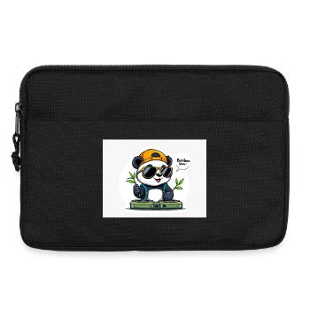 Panda DJ avec Bâtons de Bambou - Sacoche pour ordinateur portable 13 pouces - noir - Devant