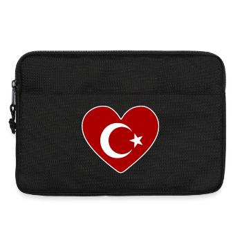 Herz als türkische Flagge - Laptoptasche 13" - Schwarz - Vorne