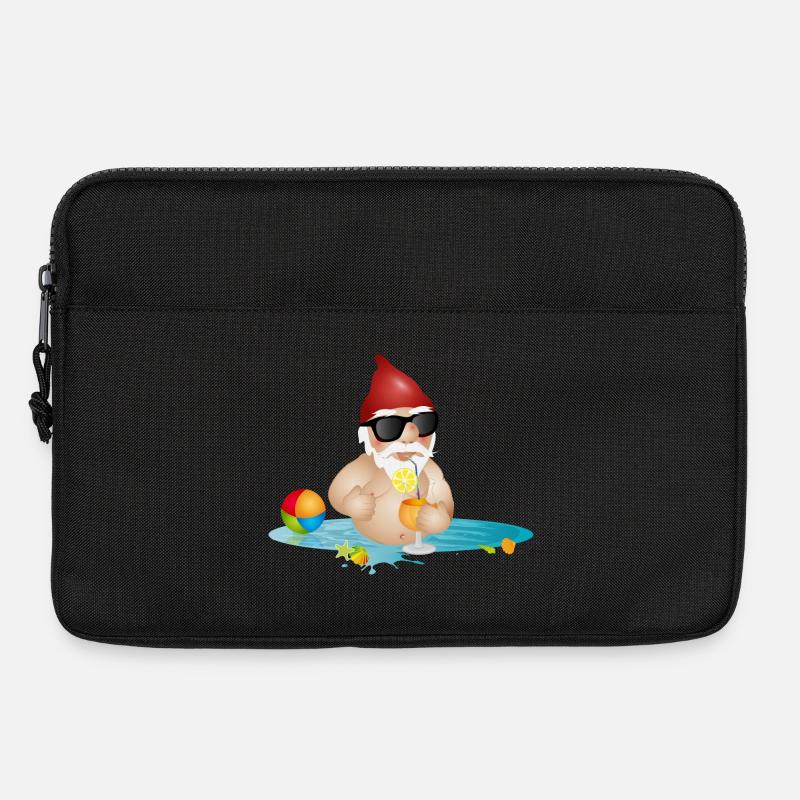 Gartenzwerg im Swimmingpool oder Meer und Getränk - Laptoptasche 13" - Schwarz