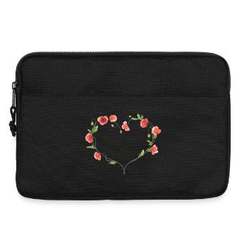 Herz aus handgemalten roten Mohnblumen - Laptoptasche 13" - Schwarz - Vorne