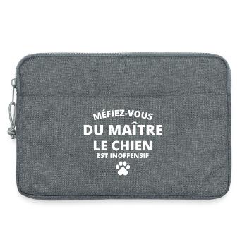 chien, propriétaire de chien, chien humour - Sacoche pour ordinateur portable 13 pouces - gris chiné - Devant
