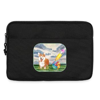 Watercolor Dog with Ball - Laptop bag 13" - black - Front