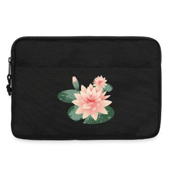 Two water lily blossoms with bud in lily pond - Laptop bag 13" - black - Front