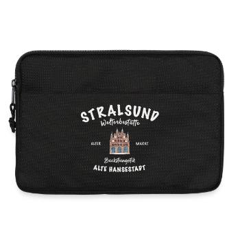 Stralsund, Vieille ville, Dessin Wulflamshaus - Sacoche pour ordinateur portable 13 pouces - noir - Devant