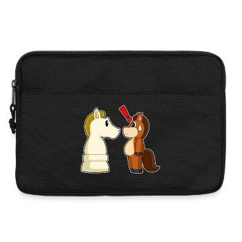 Pferd Schachfigur Springer Schach - Laptoptasche 13" - Schwarz - Vorne