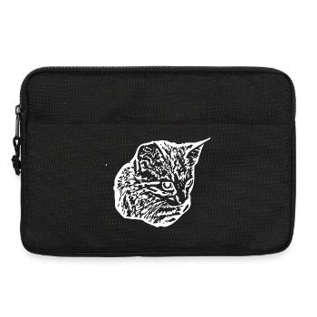 Cat White Silhouette Gift Cat Lover - Laptop bag 13" - black - Front